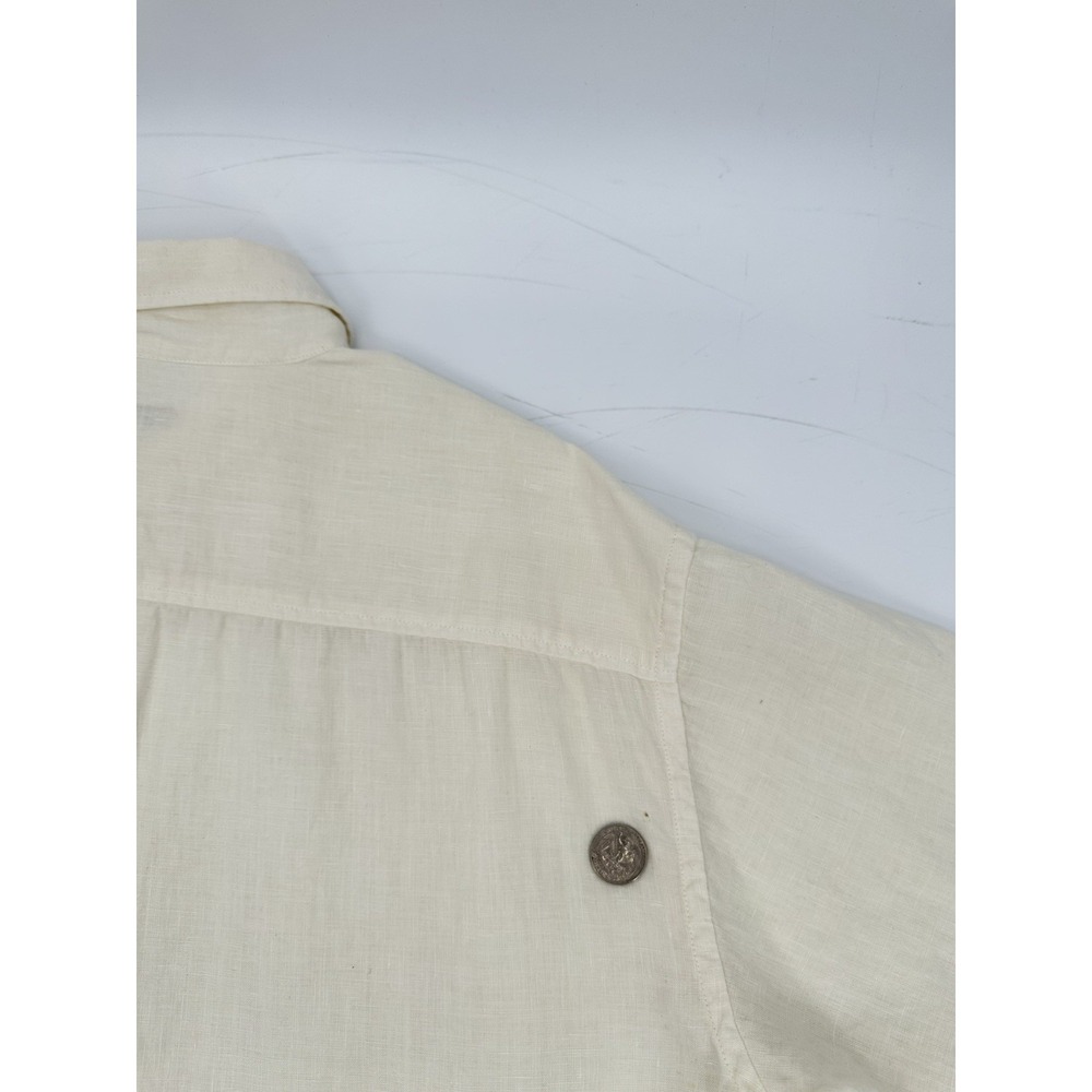 Martin Gordon 100% Linen Shirt XL Ivory Button Up Short Sleeve Coastal Resort - Picture 9 of 12